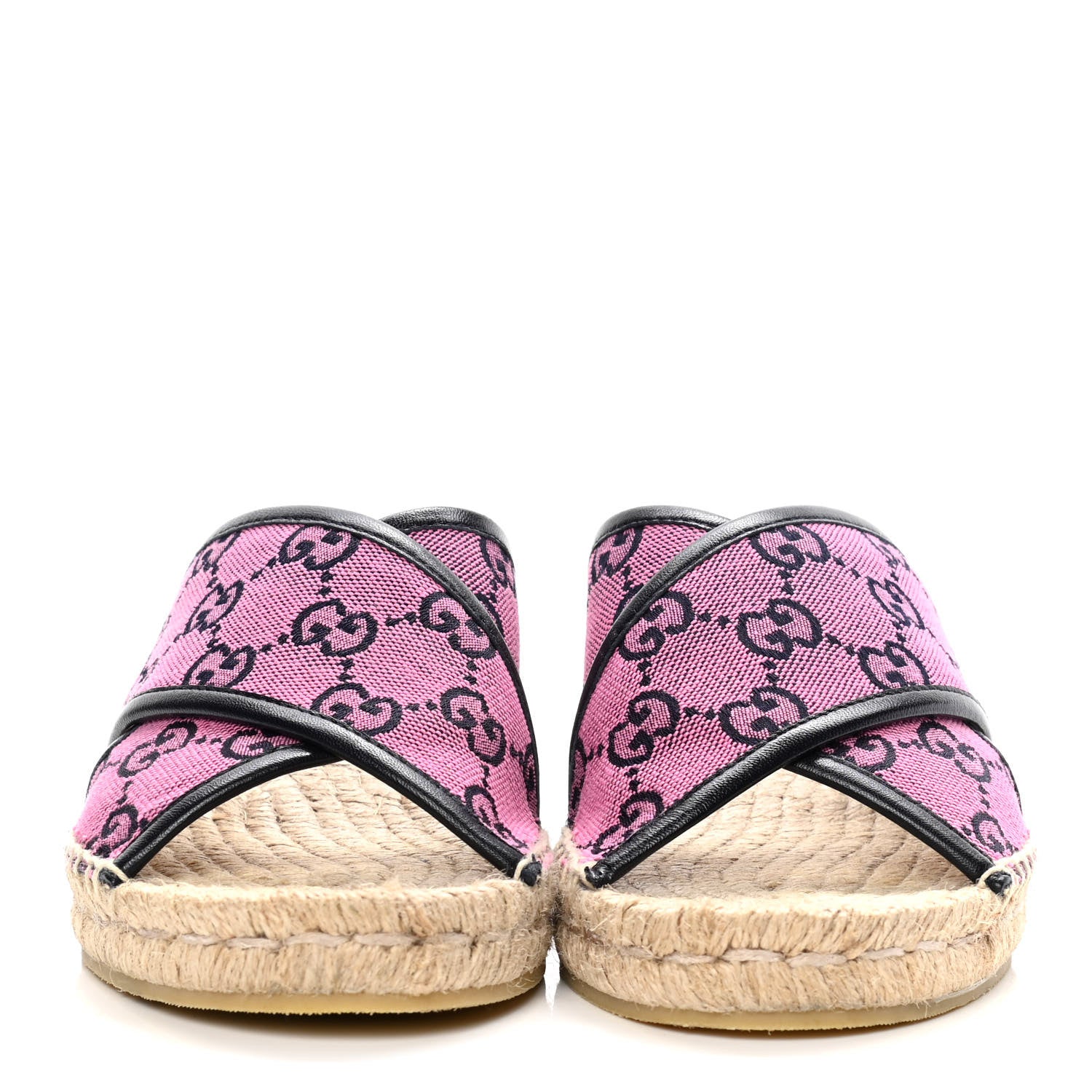 Gucci Monogram Multicolor Criss Cross Espadrille Sandals 37 Pink Blue 2 of 12