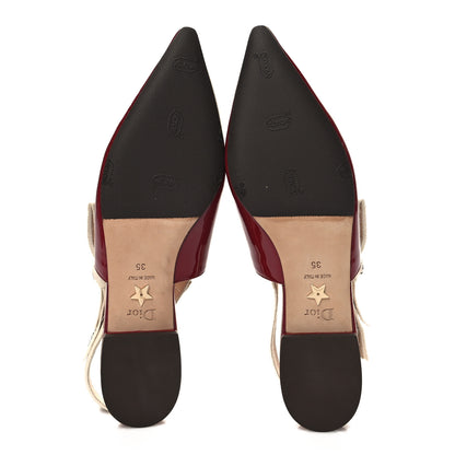 Christian Dior Patent Ribbon J'Adior Slingback Ballet Flats 35 Scarlet 5 of 8