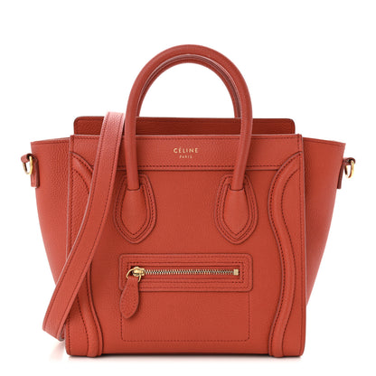 Celine Drummed Calfskin Nano Luggage Terracotta 1 of 11