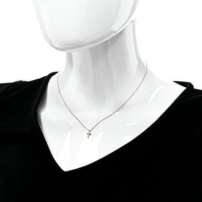 Tiffany 18K Rose Gold Diamond Mini Cross Pendant Necklace 2 of 5
