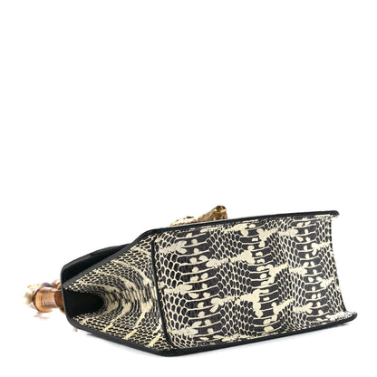 Gucci Snakeskin Pearl Mini Fox Broche Bamboo Top Handle Bag Roccia Hibiscus Red Mystic White 4 of 12