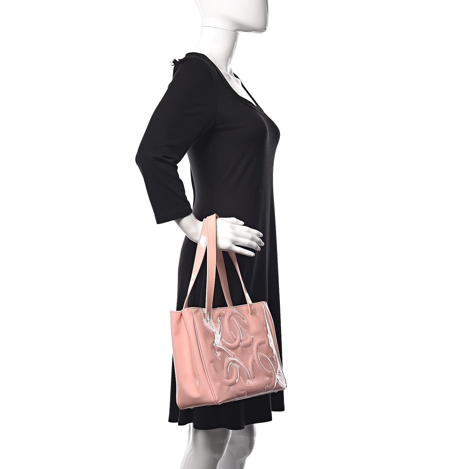 Chanel Patent CC Logo Tote Pink 2 of 14