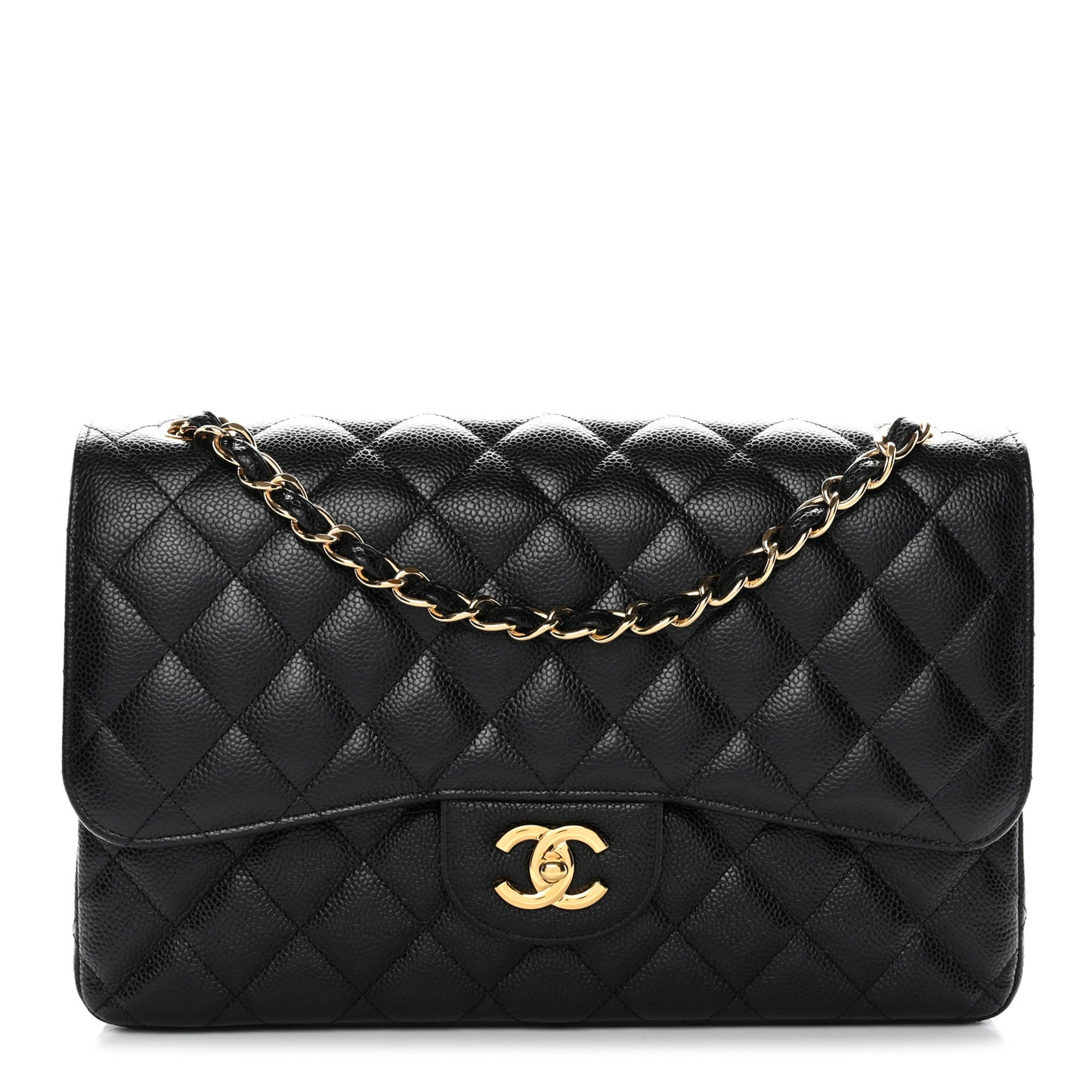 Caviar Quilted Jumbo Double Flap Black