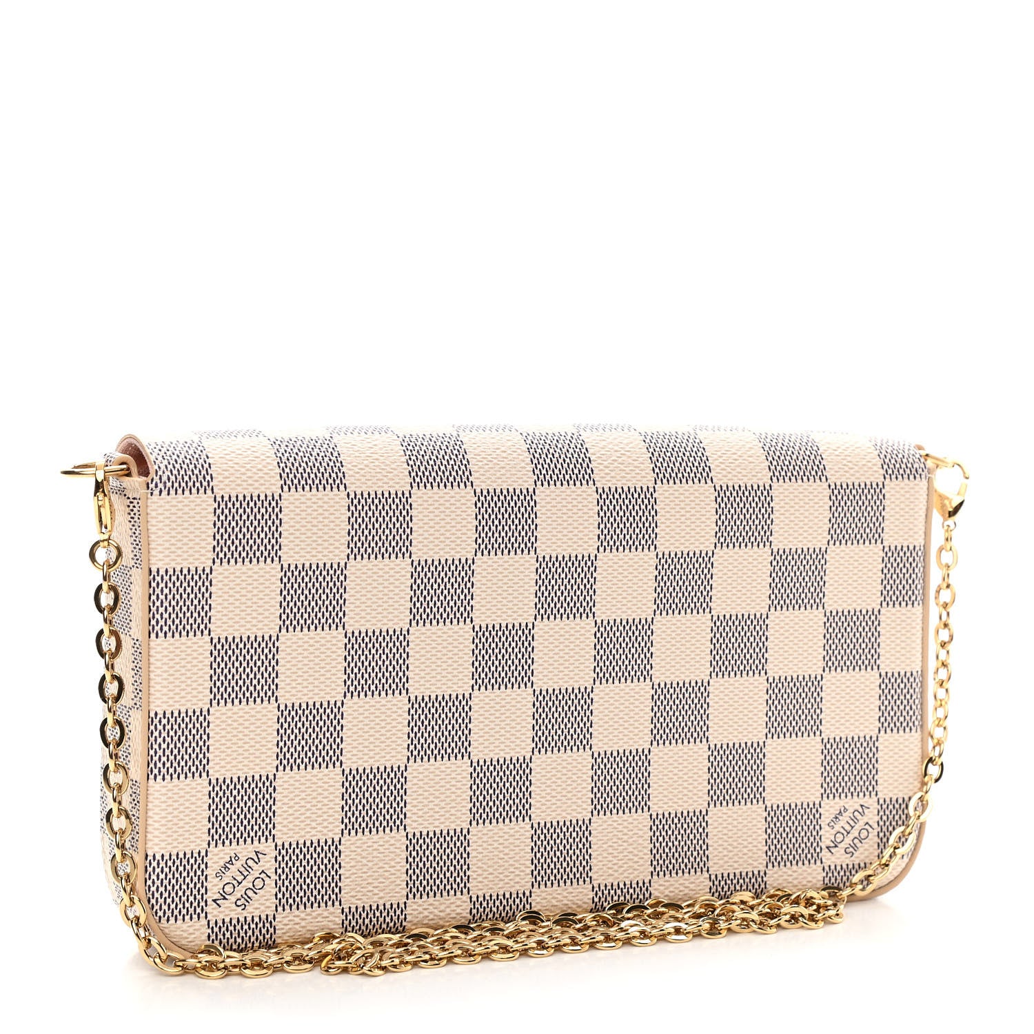 Louis Vuitton Damier Azur Pochette Felicie Chain Wallet Rose Ballerine 3 of 10