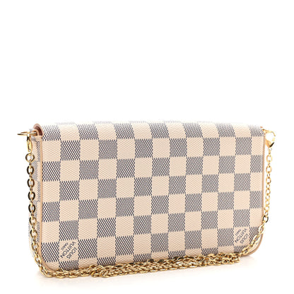 Louis Vuitton Damier Azur Pochette Felicie Chain Wallet Rose Ballerine 3 of 10