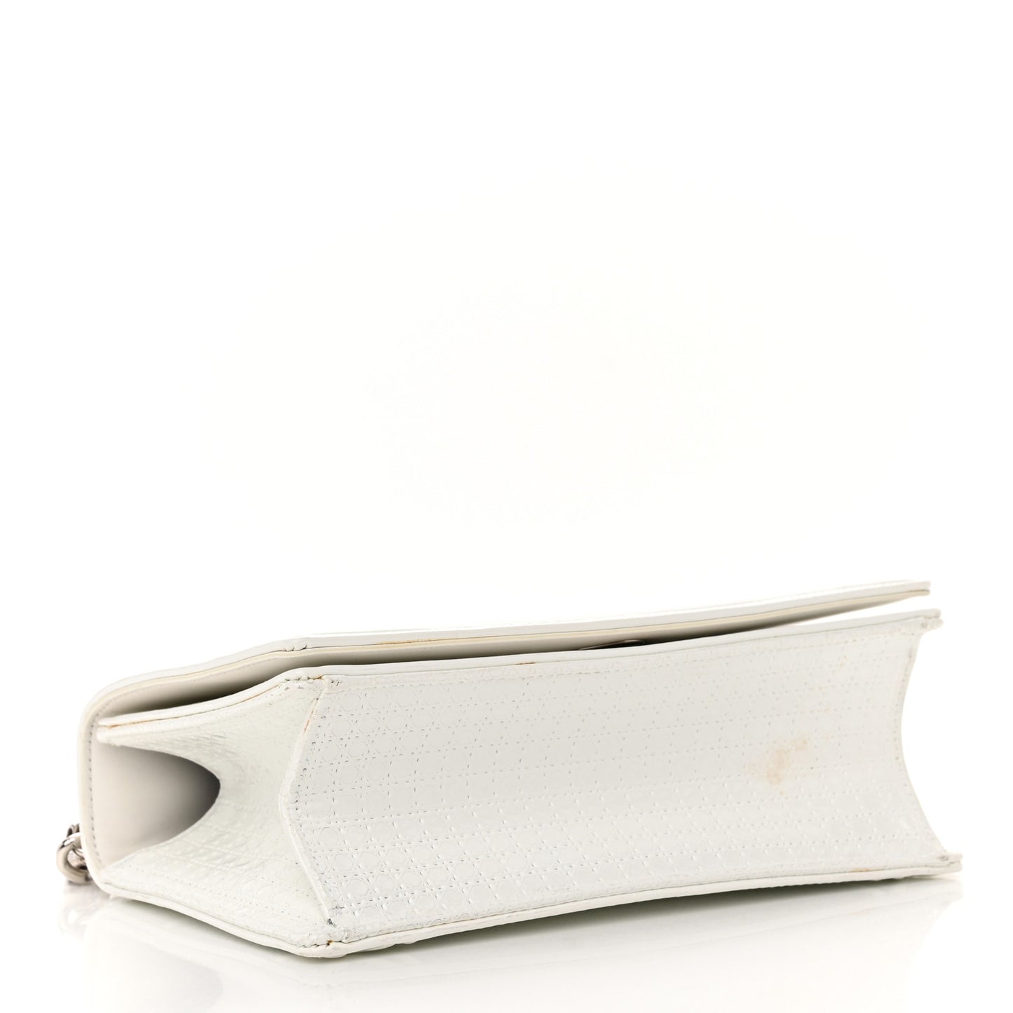 Patent Micro-Cannage Small Diorama Flap Bag White