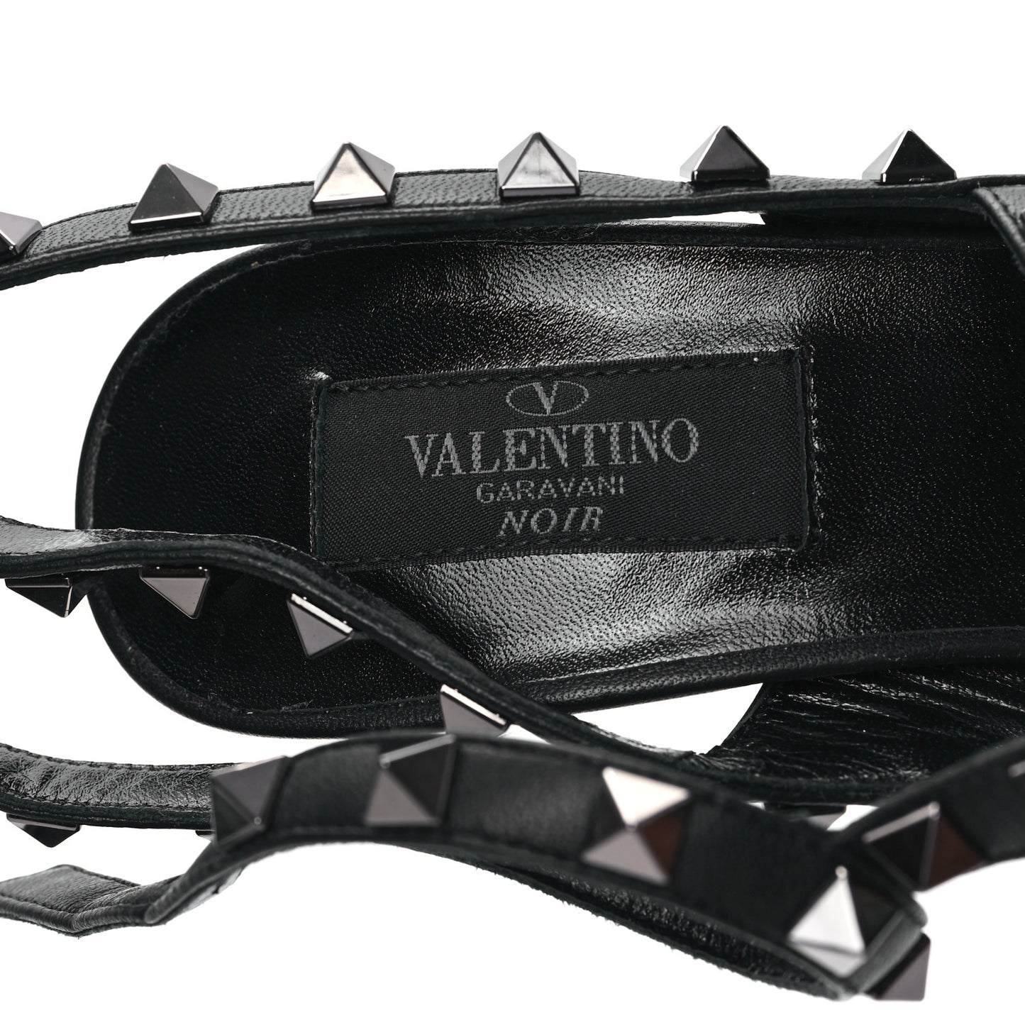 Calfskin Nappa Rockstud Ankle Strap 100mm Pumps 38.5 Black