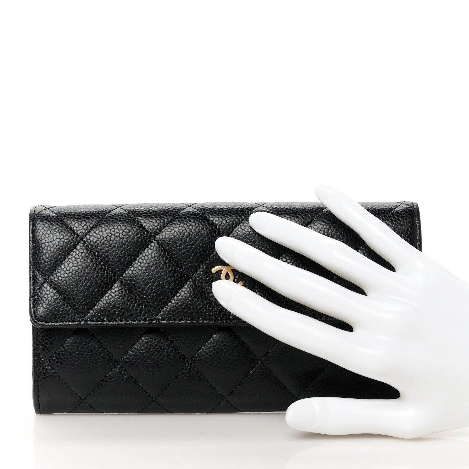 Chanel Caviar Quilted Large Gusset Flap Wallet Black 2 of 10