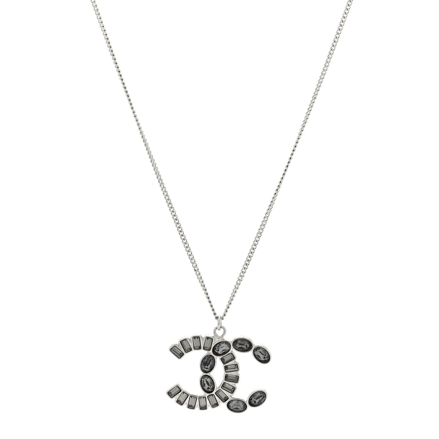 Crystal Baguette Large CC Necklace Silver Multicolor