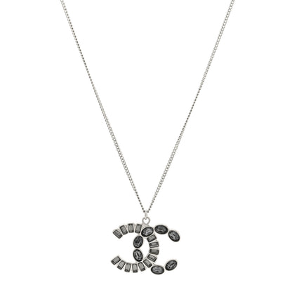 Chanel Crystal Baguette Large CC Necklace Silver Multicolor 1 of 5