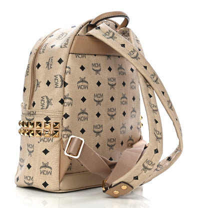 MCM Visetos Small Side Stud Stark Backpack Beige 2 of 12