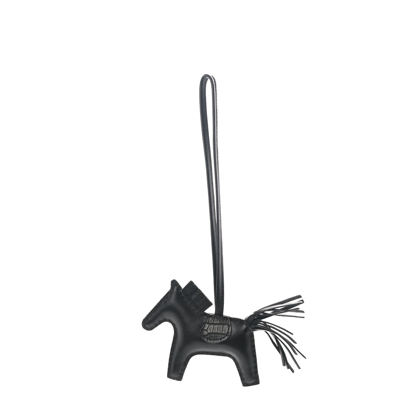 Milo Lambskin Matte Alligator Touch Grigri Rodeo Horse Bag Charm PM So Black