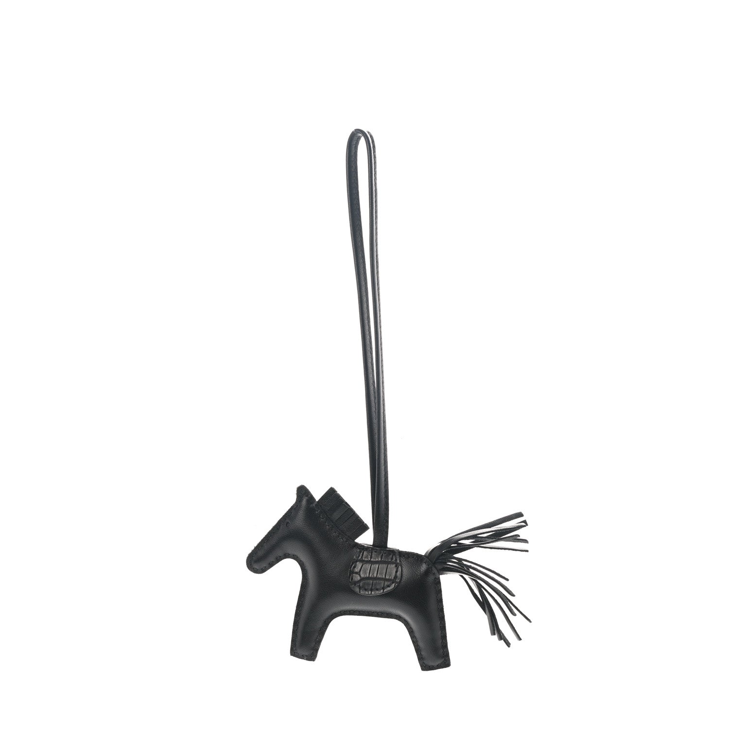 Hermes Milo Lambskin Matte Alligator Touch Grigri Rodeo Horse Bag Charm PM So Black 1 of 4