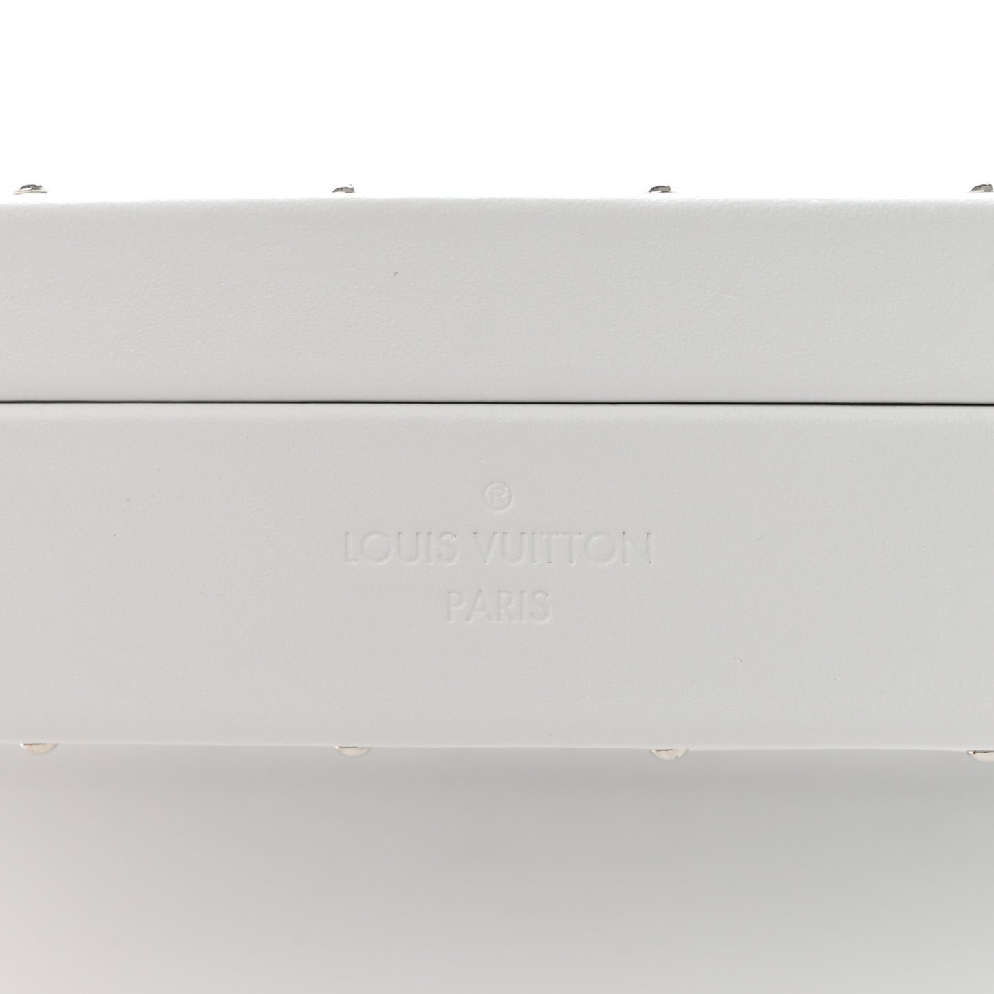 Calfskin Mirror Monogram Etched Jewelry Box Trunk White