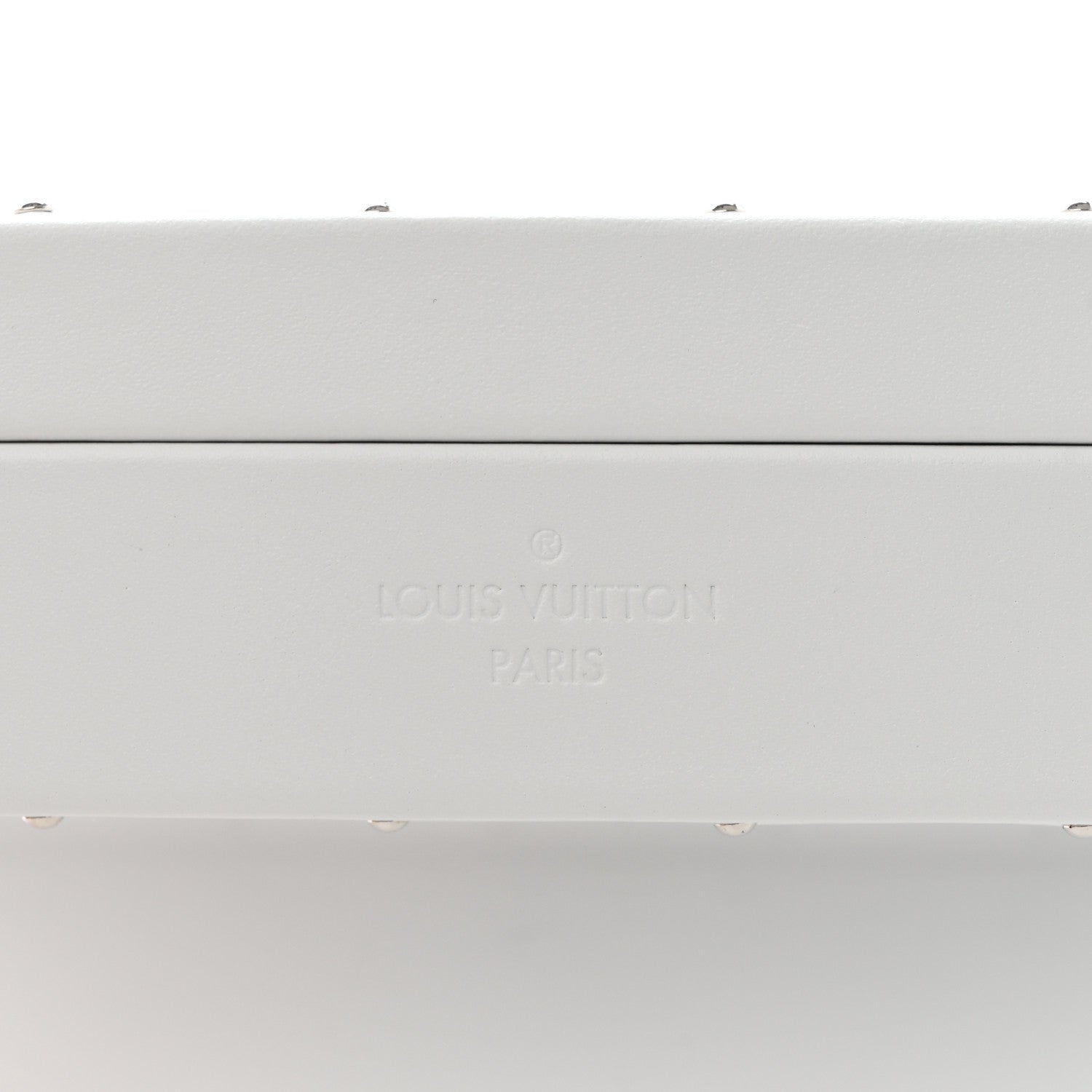 Louis Vuitton Calfskin Mirror Monogram Etched Jewelry Box Trunk White 8 of 9