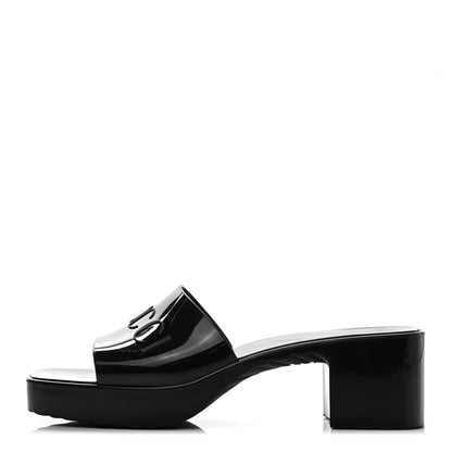 Gucci Rubber Gucci Logo Womens Platform 20/60mm Slide Sandals 38 Black 1 of 8