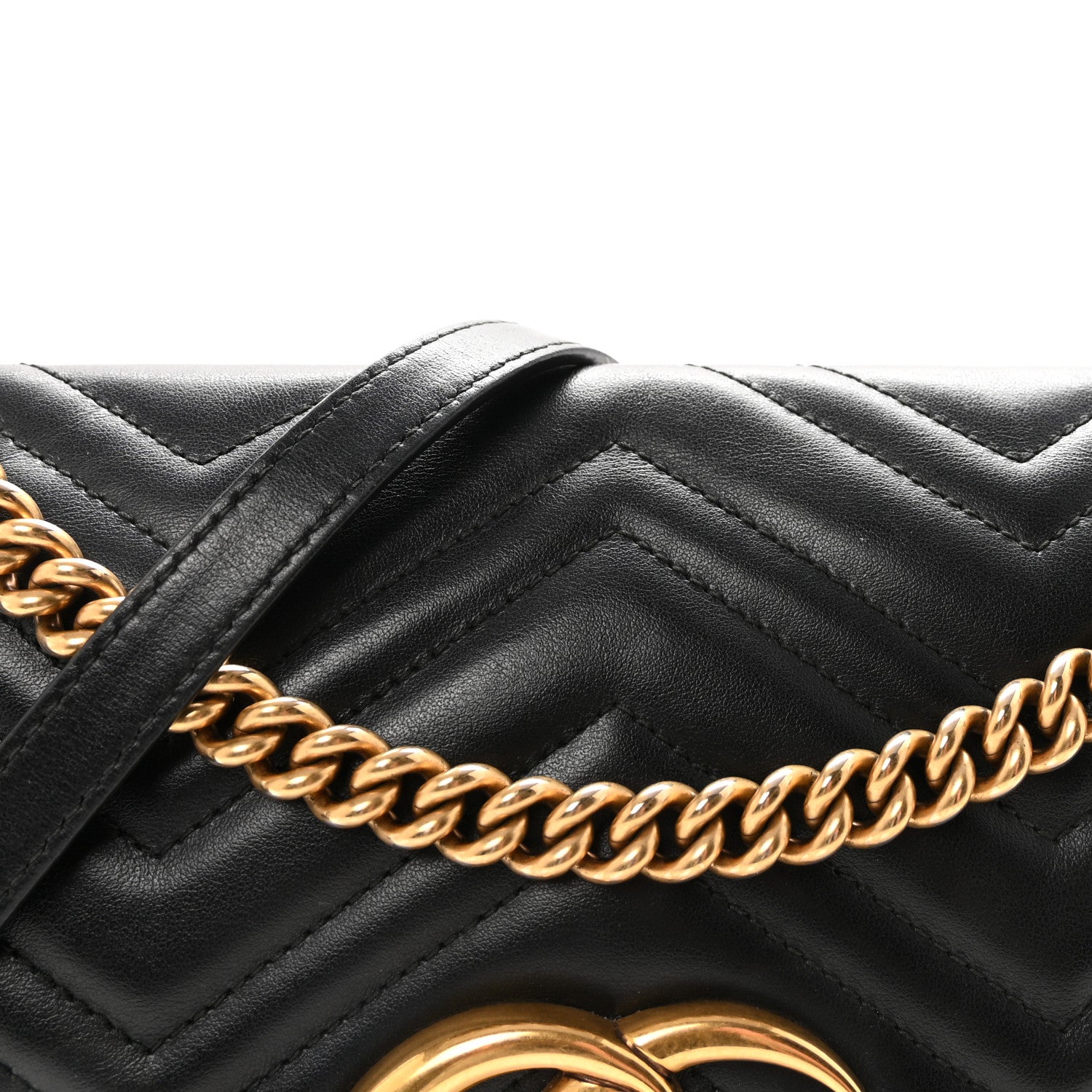 Gucci Calfskin Matelasse Medium GG Marmont Shoulder Bag Black 8 of 11