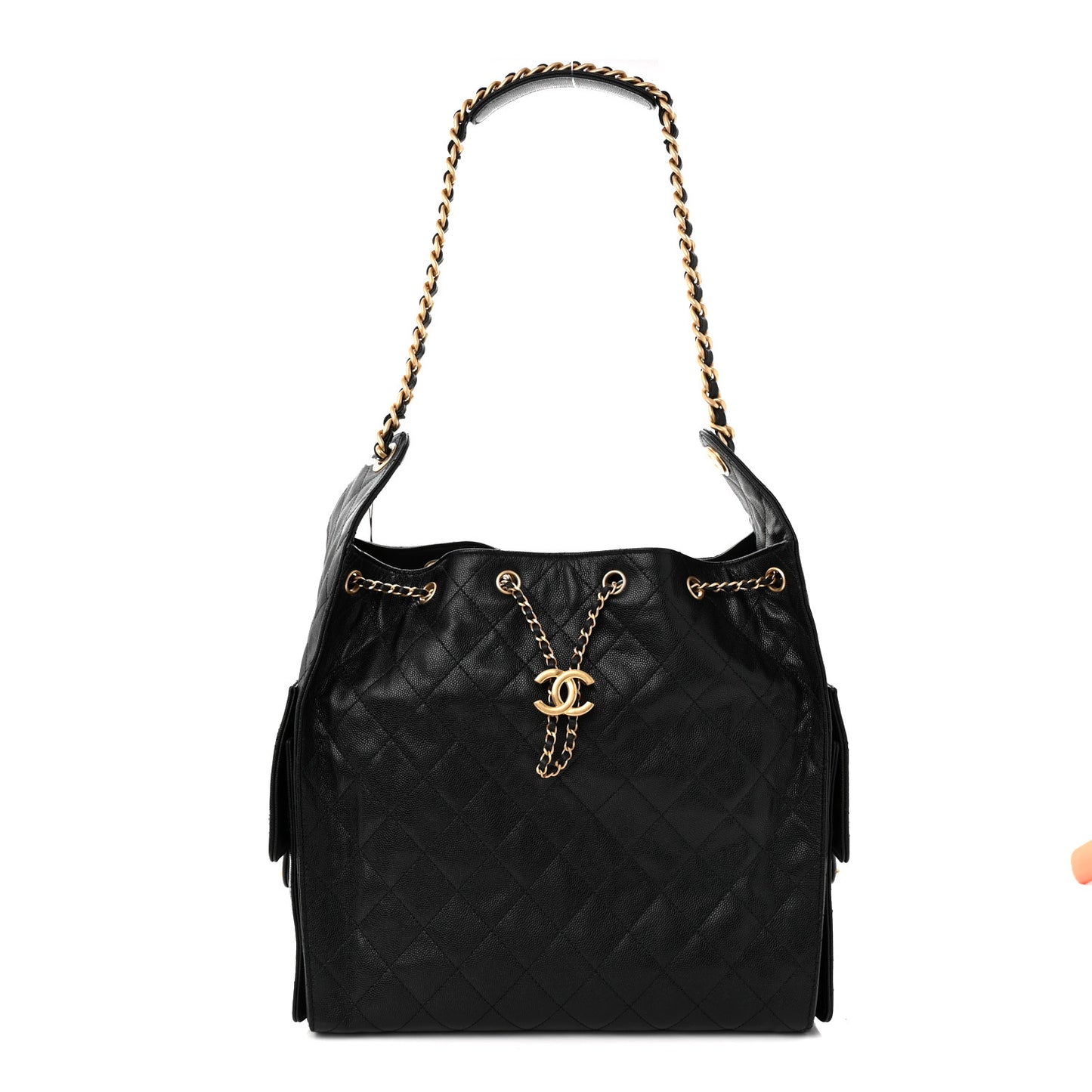 Caviar Quilted Medium Chanel 25 Handbag Black