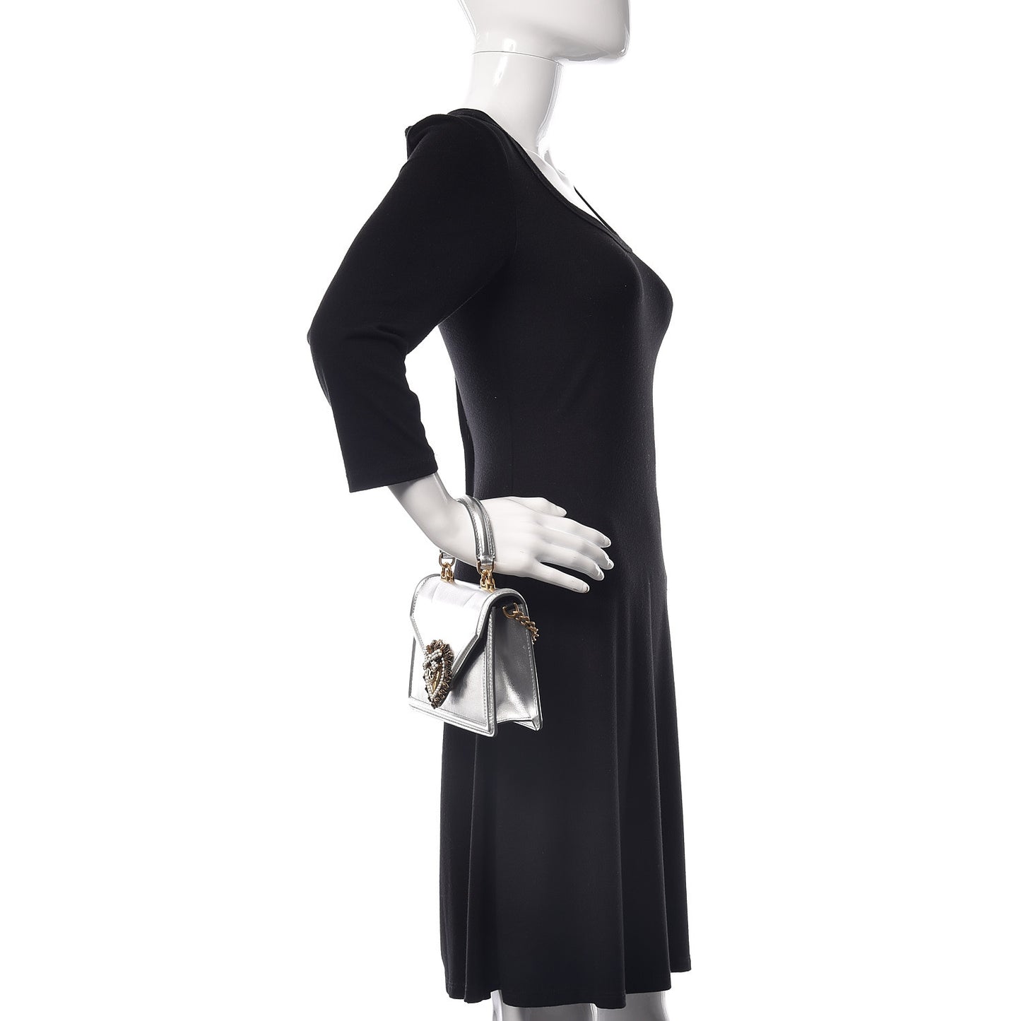 Smooth Calfskin Devotion Envelope Top Handle Bag Silver
