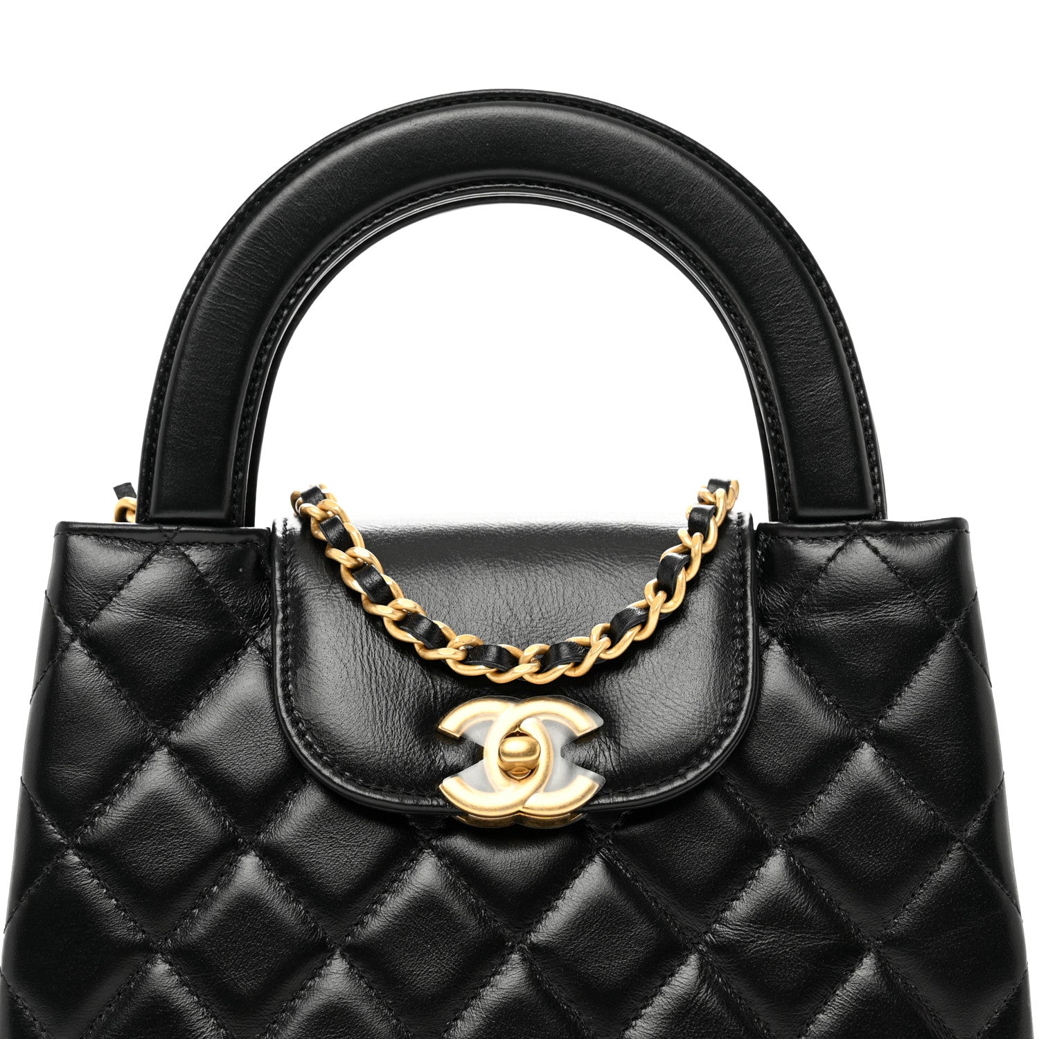 Chanel Shiny Aged Calfskin Quilted Nano Kelly Shopper Black 5 of 10