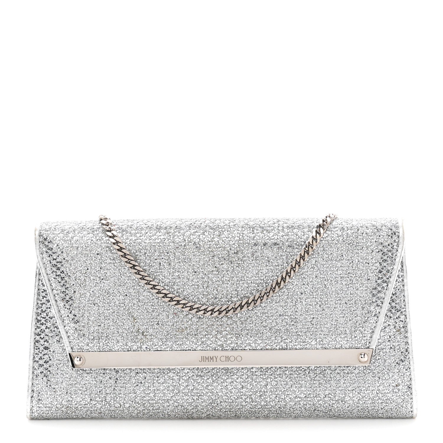 Jimmy Choo Glitter Margot Clutch Silver 1 of 10