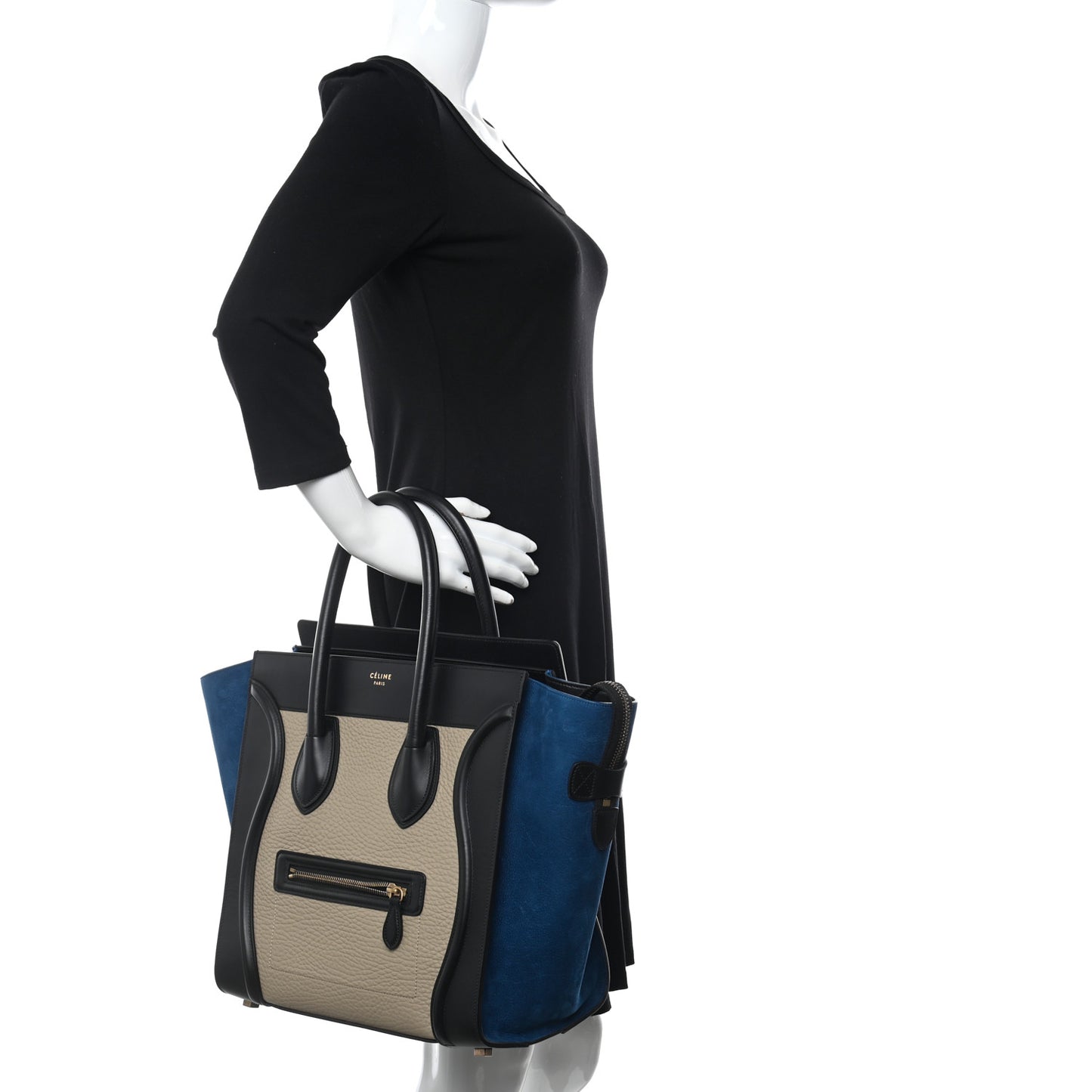 Bullhide Calfskin Suede Mini Tri-Color Luggage Beige