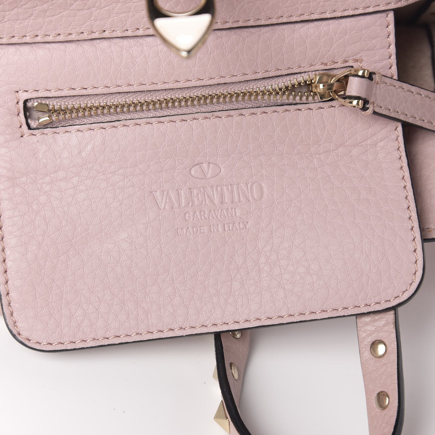 Pebbled Calfskin Mini Rockstud Tote Cipria
