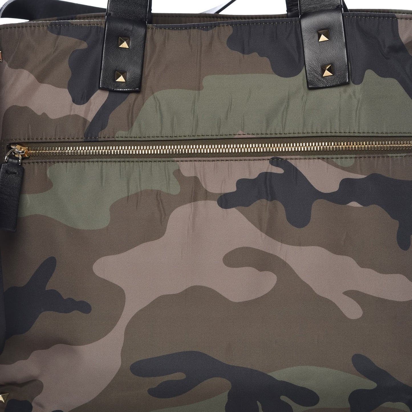 Nylon Camouflage Rockstud Reversible Tote Green Blue Fluo