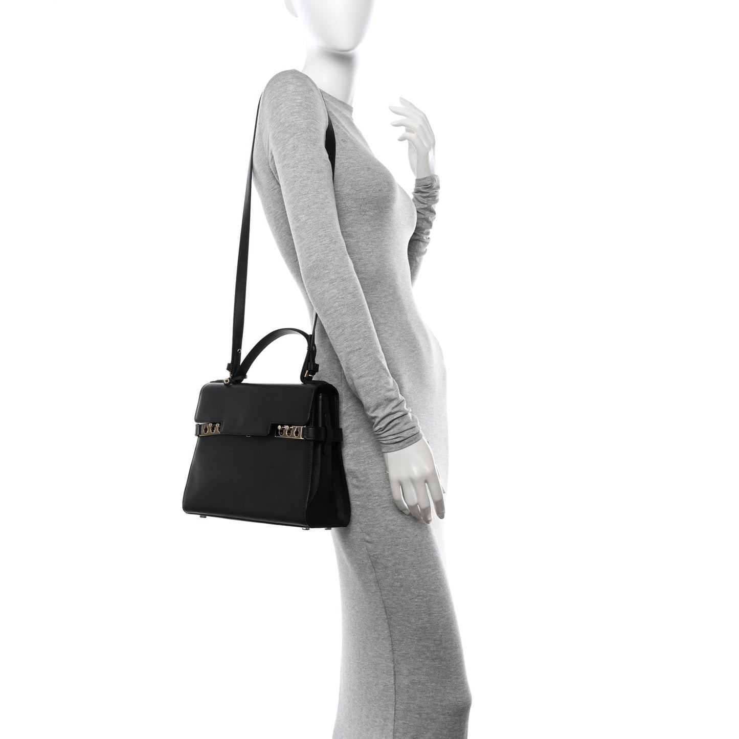 Calfskin MM Tempete Satchel Black