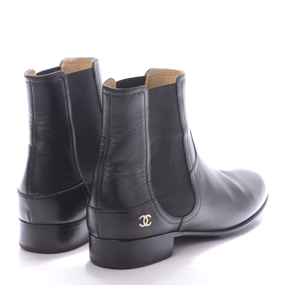 Chanel Calfskin Elastic Short Boots 39.5 Black 4 of 10