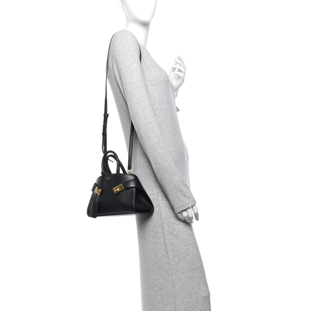 Calfskin Mini Hug Bag Black