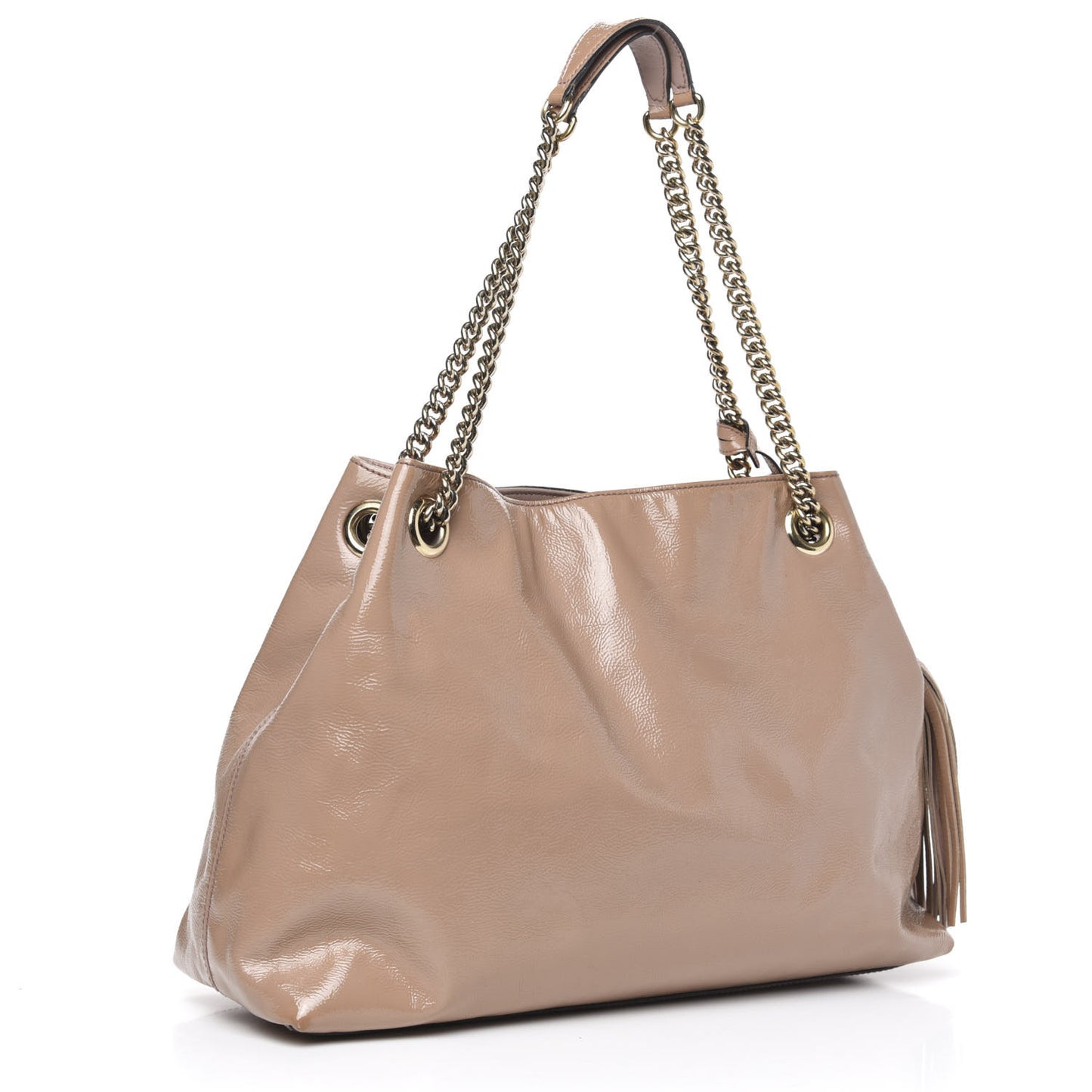 Patent Medium Soho Chain Shoulder Bag Dark Cipria