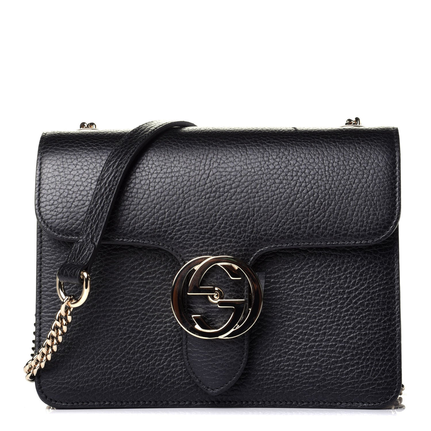 Gucci Dollar Calfskin Small Interlocking G Shoulder Bag Black 1 of 9