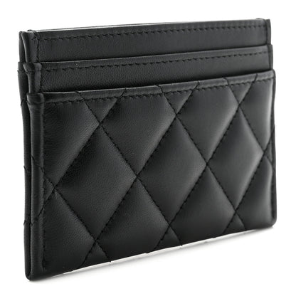 Chanel Lambskin Crystal Quilted Studded CC Card Holder Black 3 of 9