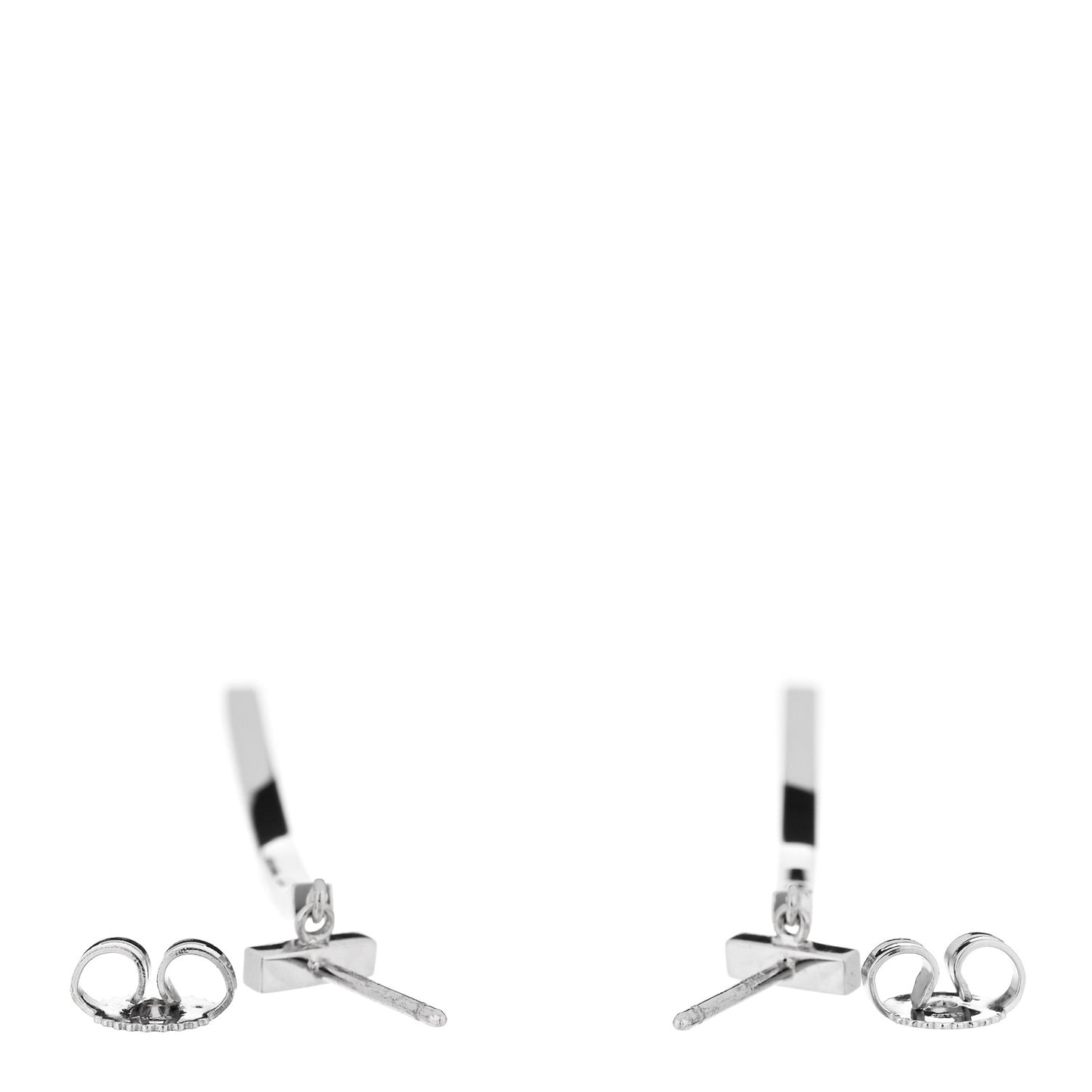 18K White Gold Diamond T Bar Earrings