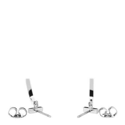 Tiffany 18K White Gold Diamond T Bar Earrings 3 of 5