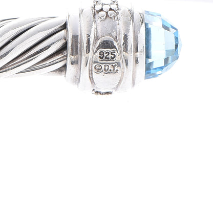 David Yurman Sterling Silver Blue Topaz Diamond 7mm Cable Classics Bracelet 5 of 6