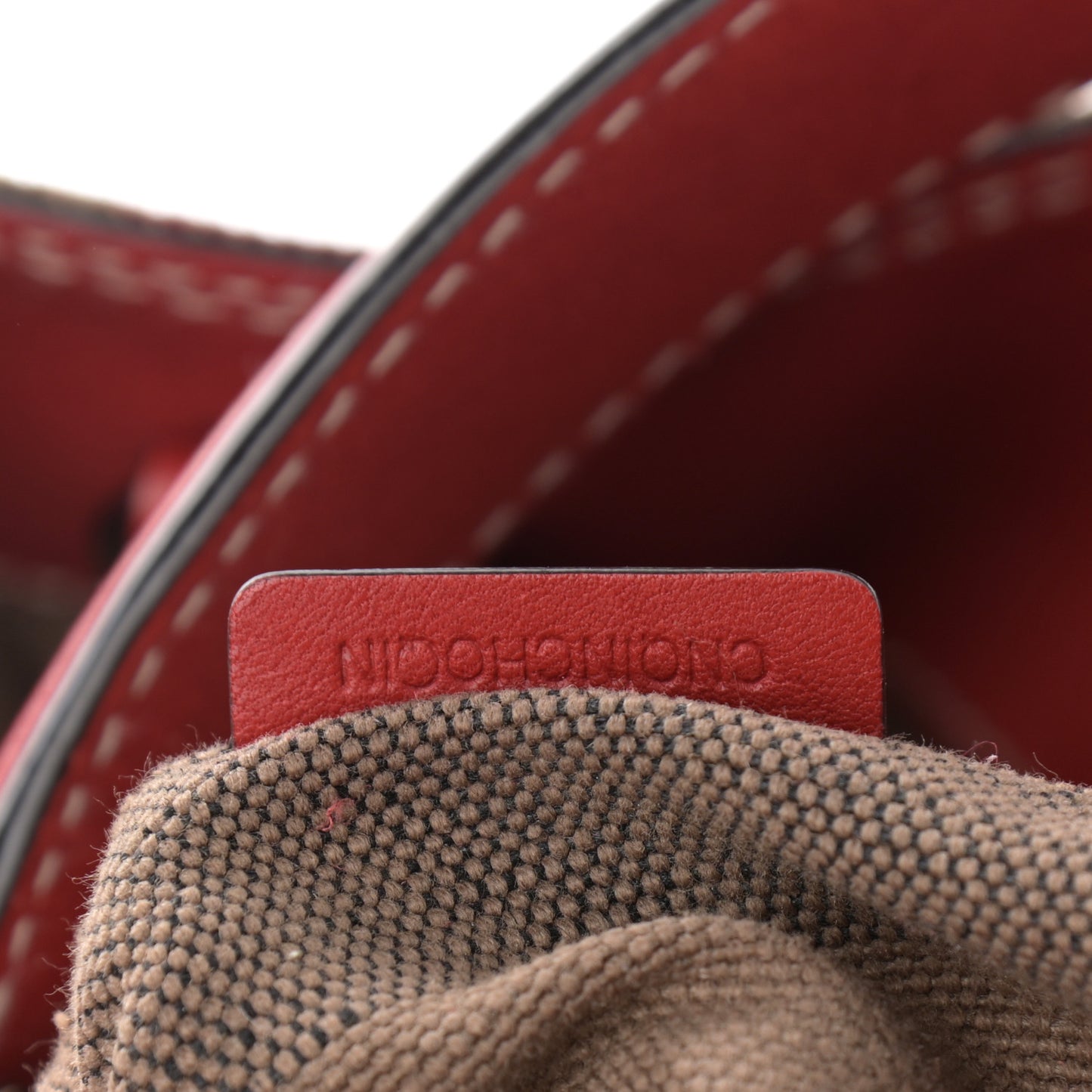 Canvas Mega Check Medium Ashby Bucket Bag Red