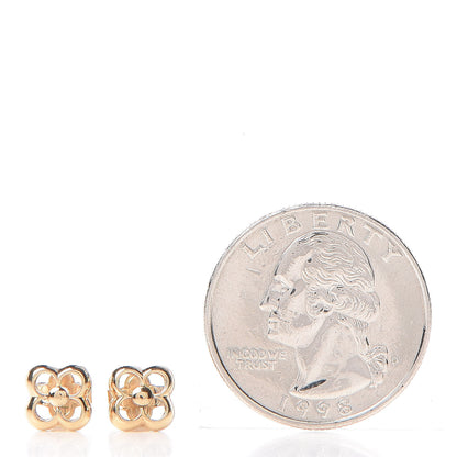 Louis Vuitton Brass Flower Full Stud Earrings Gold 2 of 4