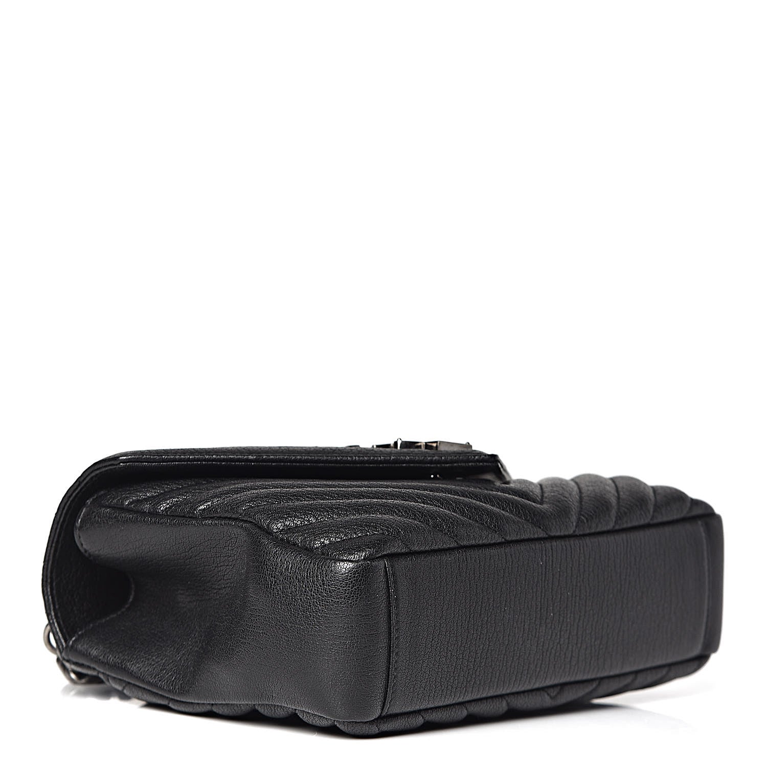 Saint Laurent Sheepskin Matelasse Chevron Monogram Medium College Bag Black 4 of 11