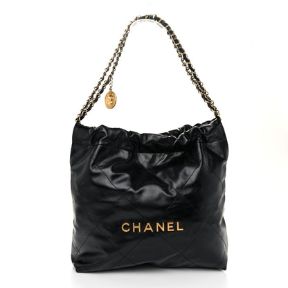 Chanel Shiny Calfskin Quilted Small Chanel 22 Black 1 of 11