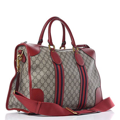 Gucci Soft GG Supreme Monogram Web Medium Duffle Bag Beige Red 3 of 11