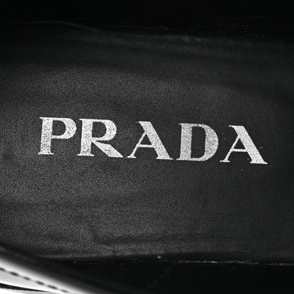 Prada Spazzolato Metal Triangle Logo Loafers 38 Black 9 of 15