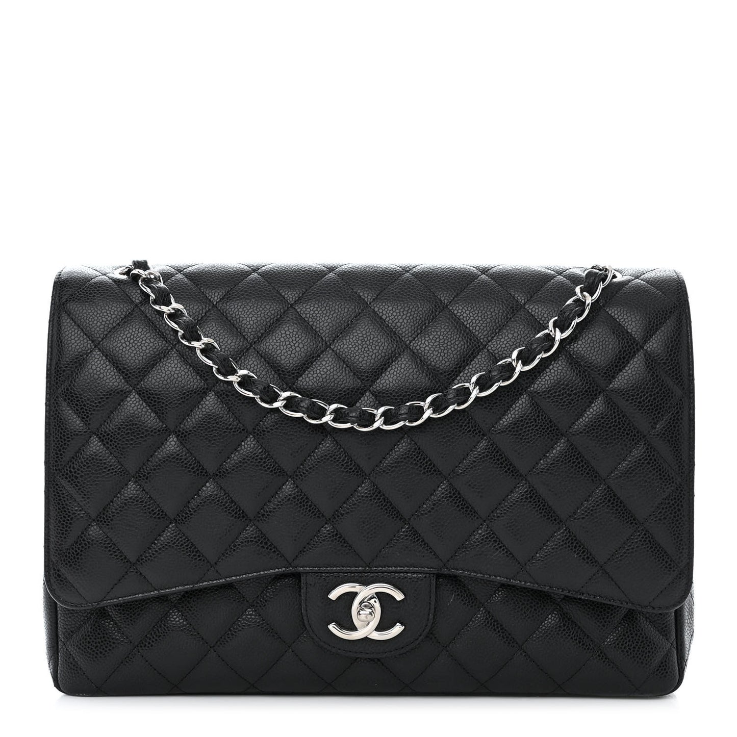 Caviar Quilted Maxi Double Flap Black