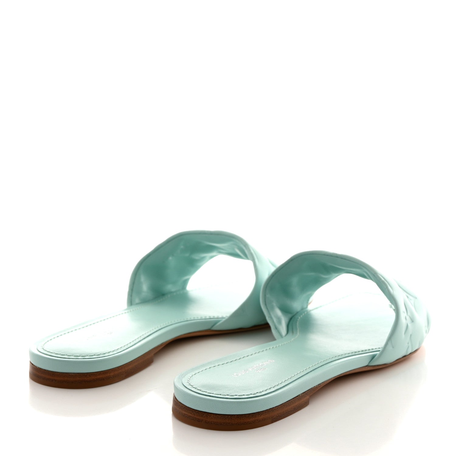 Louis Vuitton Lambskin Embossed Monogram Revival Flat Mules 40 Vert D'eau Green 4 of 9