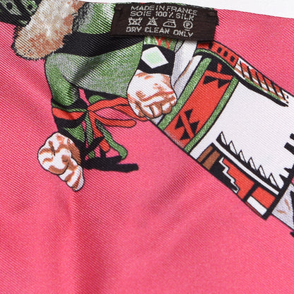 Hermes Silk Kachinas Maxi Twilly Rose Vert Bleu 3 of 4