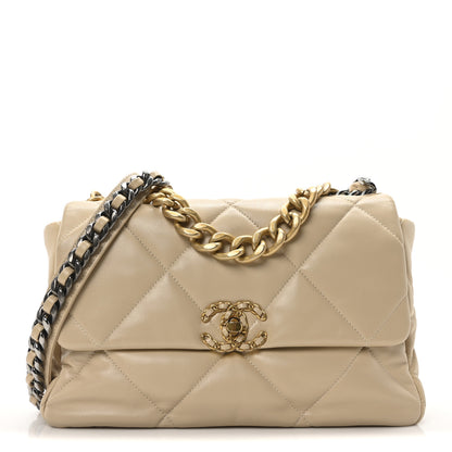 Chanel Lambskin Quilted Large Chanel 19 Flap Beige 1 of 11