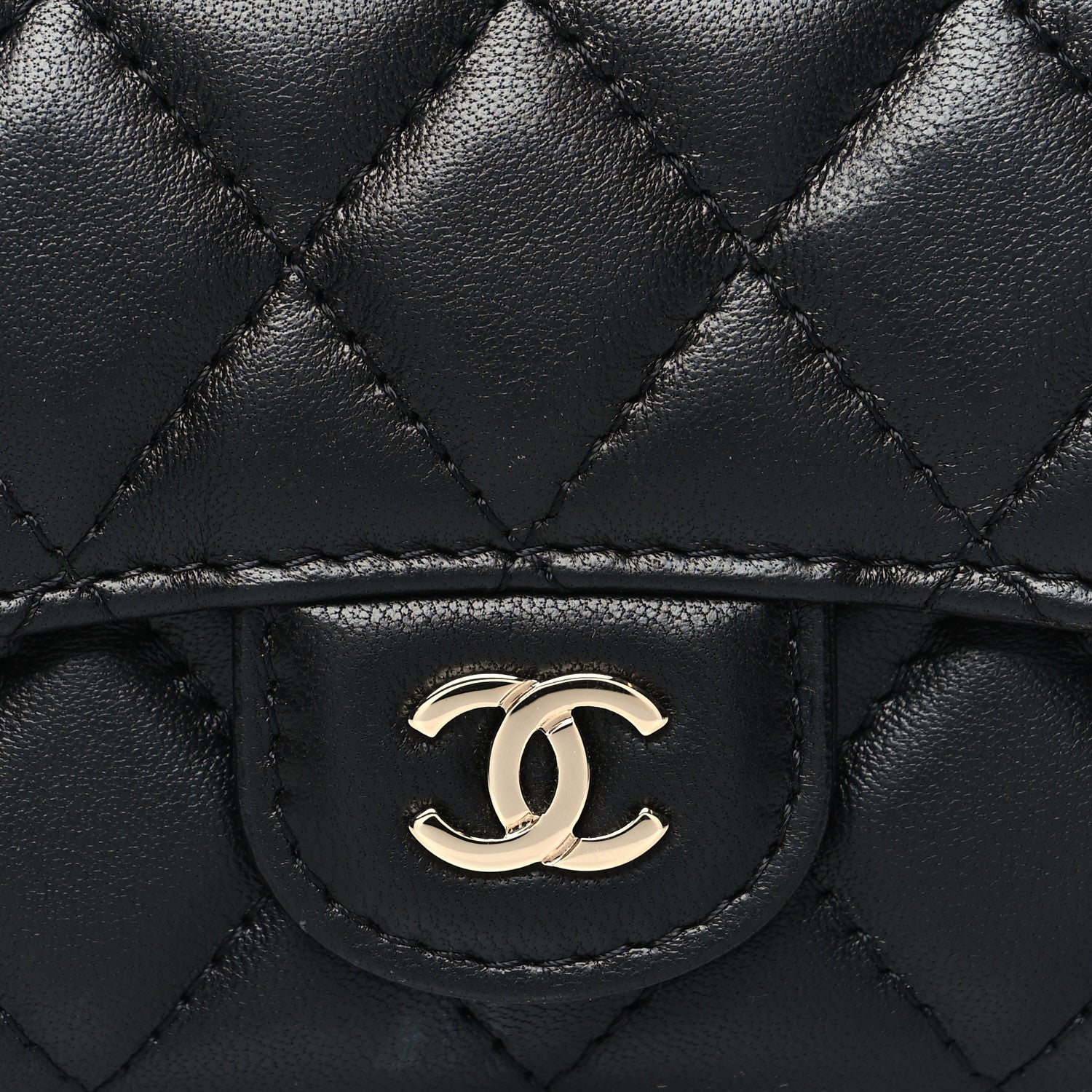 Chanel Lambskin Quilted Flap Card Holder Wallet Black 10 of 11