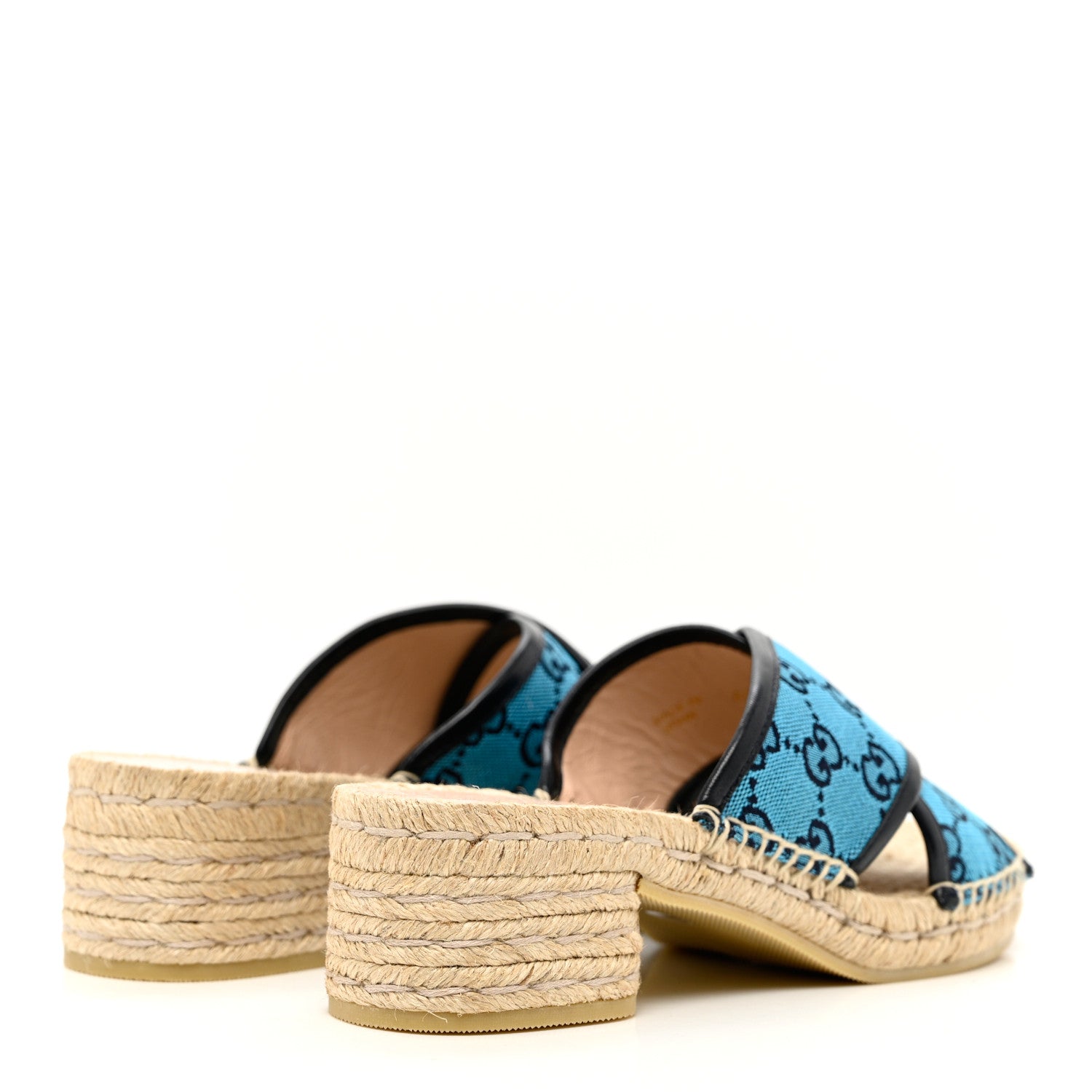 Gucci Monogram Multicolor Criss Cross Espadrille Sandals 38 Light Blue 4 of 12