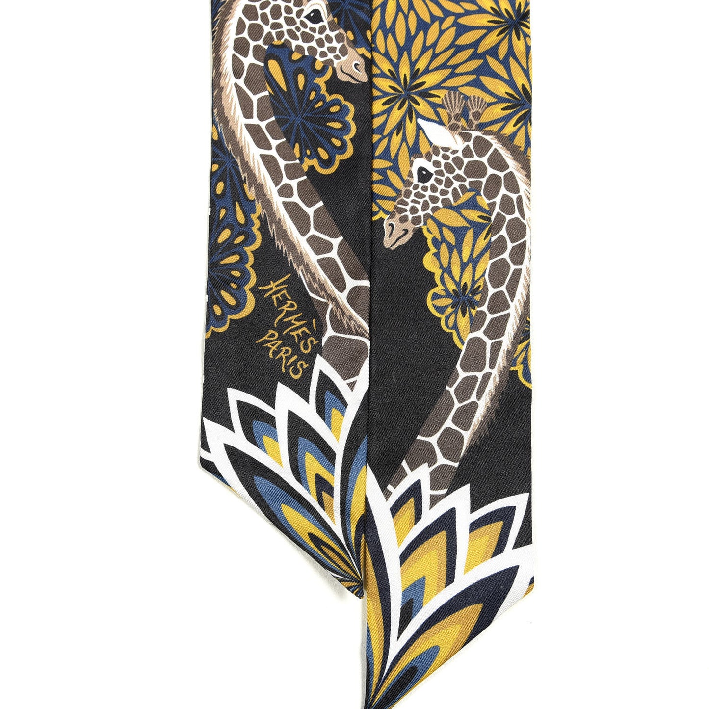 Silk Three Graces Twilly Black Gold Taupe